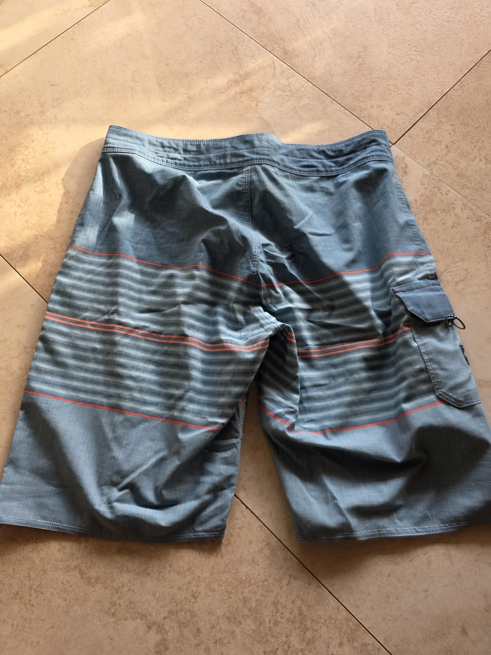 Billabong Teal Stripe Swim Boardshorts with Red Accents